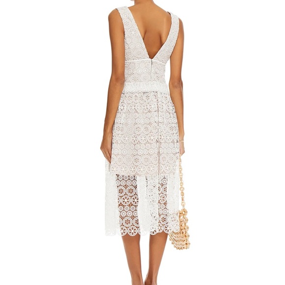 Self-Portrait White Lace Cutout Guipure Dress - Picture 3 of 11